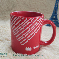 Red Color Glazed Promotional Ceramic Coffee Mugs