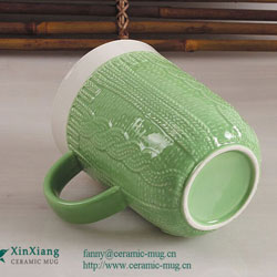 Relief Green Glazed Ceramic mugs