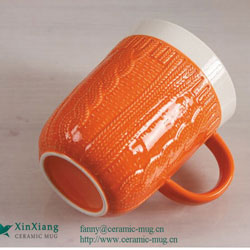 Relief Orange Glazed Ceramic mugs
