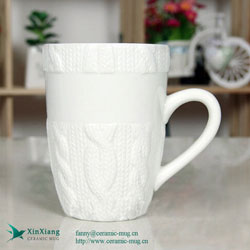 Relief White Glazed Ceramic mugs