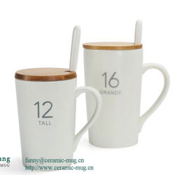 Bone China Mugs With Wood Cover