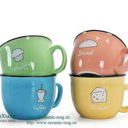 Color Glazed Ceramic Mugs Cartoon