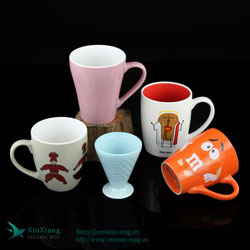 V Shape Color Glazed Ceramic mugs 2
