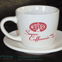 Glazed Ceramic Coffee Cup & Saucer