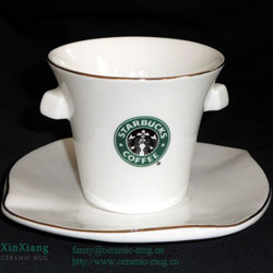 Lotus-leaf shape Starbucks Ceramic Coffee Cup & Saucer