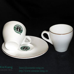 Golden Ceramic Coffee Cup & Saucer