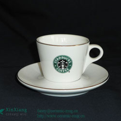 Square Starbucks Ceramic Coffee Cup & Saucer