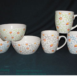 Color Glazed Bowl & Soup Mugs