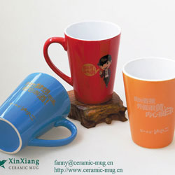 V Shape Color Glazed Ceramic mugs 3