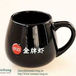 Black Color Glazed Soup Ceramic Mugs
