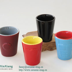 Relief Color Glazed Ceramic Coffee Cups