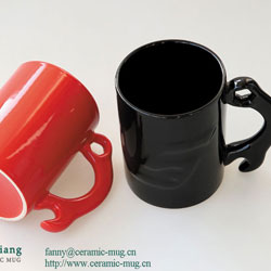 Relief Special-shaped Handle Ceramic Coffee Mugs