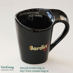 Black Special-shaped Handle Ceramic Coffee Mugs