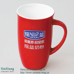 Red Color Glazed Ceramic Coffee Mugs 12OZ