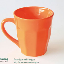 Orange Color Glazed Ceramic Tea Mugs