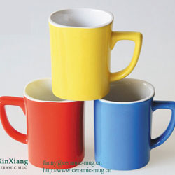 Triangle Handle Color Glazed Ceramic Mugs