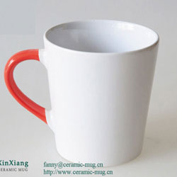 Red Handle Ceramic Coffee Mugs