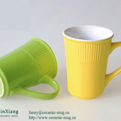Horn Color Glazed Ceramic Tea Mugs