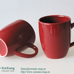 Red Color Glazed Ceramic Coffee Mugs 11OZ