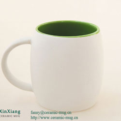 Green Color Glazed Ceramic Soup Mugs