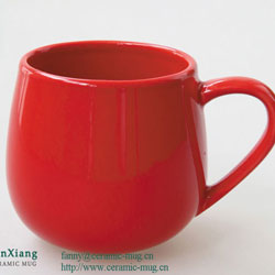 Red Color Glazed Soup Ceramic Mugs