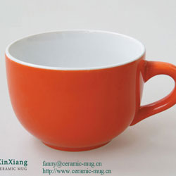 Red Color Glazed Soup Ceramic Mugs