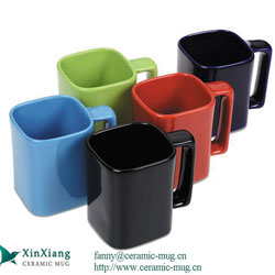 Square Color Glazed Ceramic Coffee Mugs