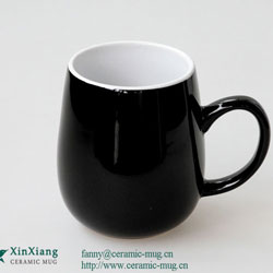 Black Color Glazed Soup Ceramic Mugs