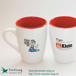 Decal Printing Red Ceramic Tea Mugs