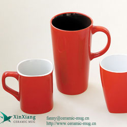 Red Color Glazed Ceramic Mugs