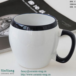 Black handle Color Glazed Soup Ceramic Mugs