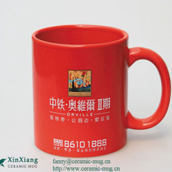 Decal Printing Red Glazed Ceramic Mugs