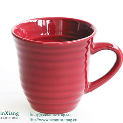 Red Threaded Color Glazed Ceramic Mugs