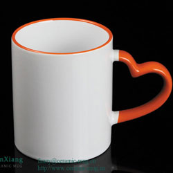 Red Heart-shaped Handle Ceramic Mugs 11oz