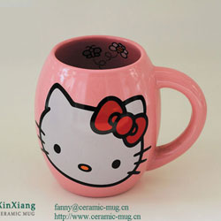 Pink Spherical Color Glazed Ceramic Mugs