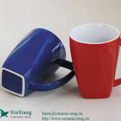 Red V Shape Ceramic Coffee Mugs