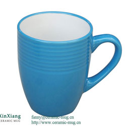 Blue Threaded Color Glazed Ceramic Mugs