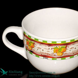 Color Glazed Soup Ceramic Mugs with Printing