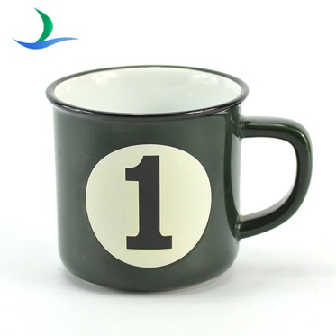 New Custom ceramic mug with Imitation enamel look design 