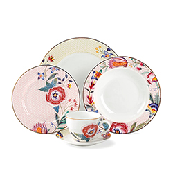Custom packing heat-resistant tableware fine porcelain dinner set with gold 