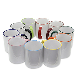 sunmeta 11oz sublimation blank enamel handle color ceramic mug 