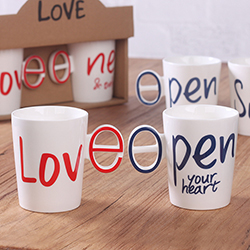 China wholesale new design love you heart shaped ceramic mug