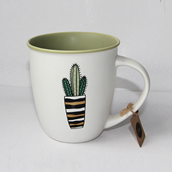 Two tone custom logo print ceramic coffee cup mug with handle 