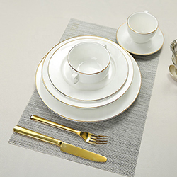 Ceramic porcelain gold rim decor decal bone china dinner set