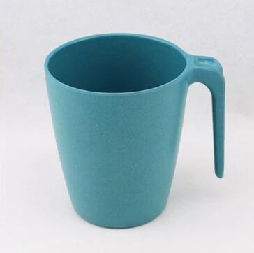 The supermarket hot sells Bamboo Fiber Customizable colour ceramic blue 300 ml coffee mug cup with handle 
