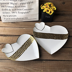 white ceramic heart shape ceramic dinnerware plate 