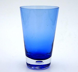 handmade cased color tumbler solid color blue glass with bottom bubble 