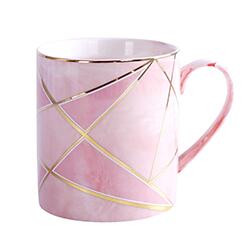 The latest design personalized gold line fancy pink marble ceramic coffee mug