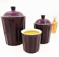 American standard 3-pieces tea coffee sugar ceramic kitchen jar purple canister set 
