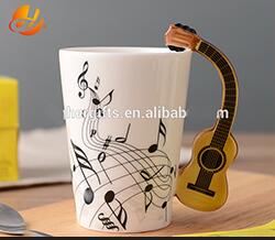 Giftgarden Coffee Mugs 3D Unique Handle Design Cool Coffee Milk Ceramic Tea Mug Cup with Guitar Handle 